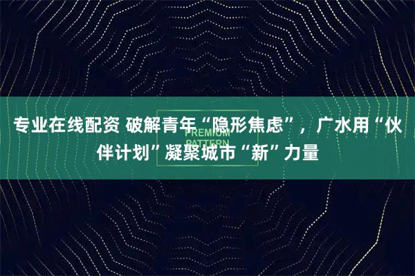 专业在线配资 破解青年“隐形焦虑”，广水用“伙伴计划”凝聚城市“新”力量