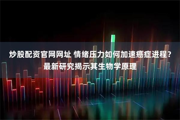 炒股配资官网网址 情绪压力如何加速癌症进程？最新研究揭示其生物学原理